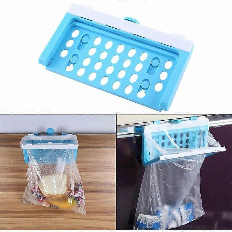 Plastic Trash Can Holder Foldable Garbage Bag Holder Hanging Trash Storage Rack Kitchen Gadgets