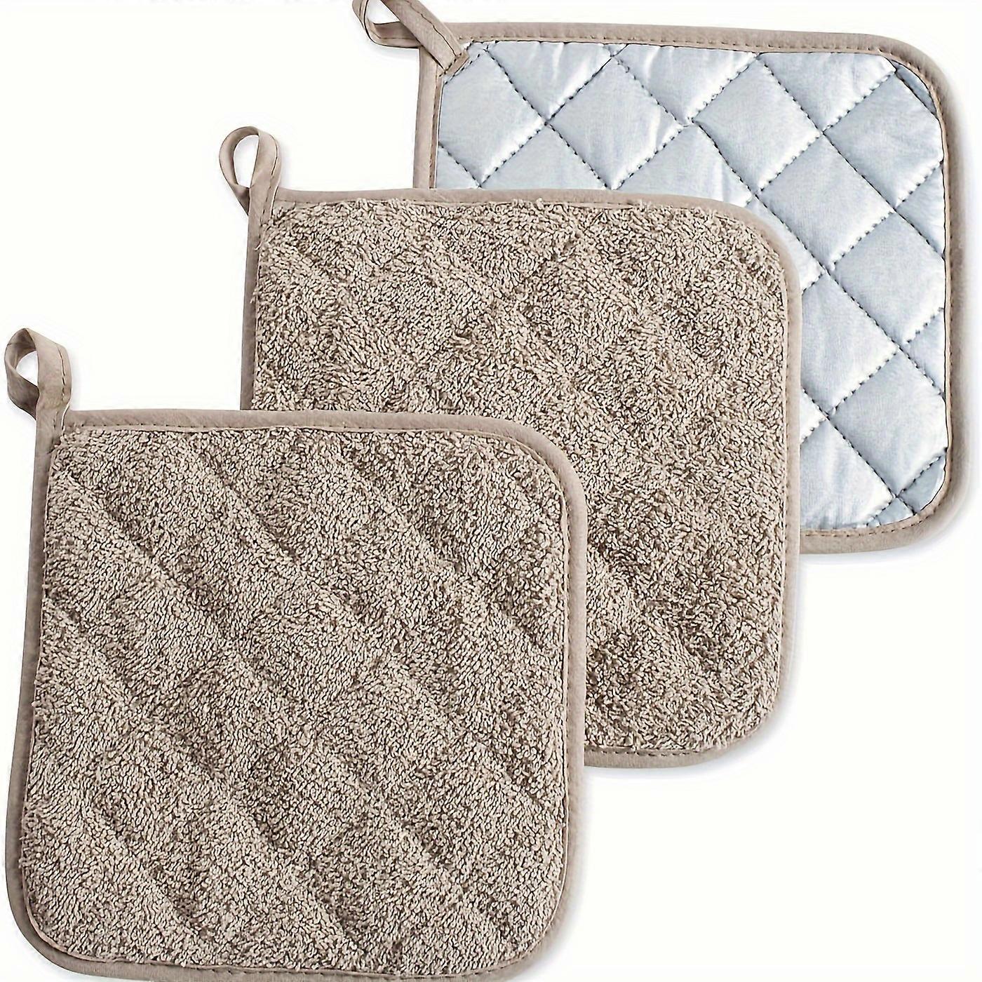 2PC Square Pot Mat, Pure Cotton Heat-resistant Pad, Cooking Kitchen Insulation Pad, Used For Cooking, Baking, Camping, House With Hanging Ring