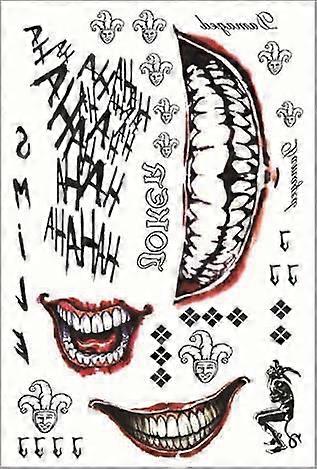 Su geçirmez Geçici Dövme Çıkartma Kafatası Joker Palyaço Desen Dövme Su Transferi Vücut Sanat Sahte Dövme Kadınlar Erkekler için