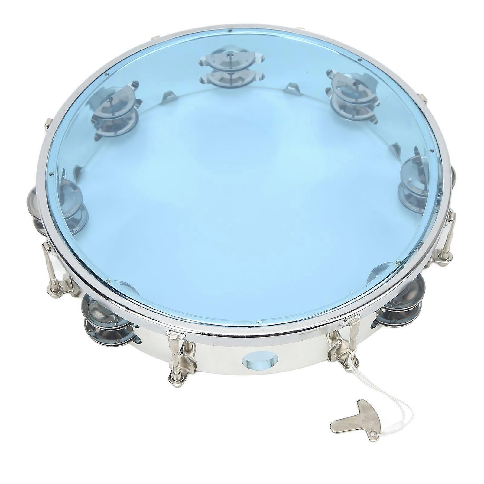 10in Hand Drum Adjustable Tone Double Row Abs Light Hand Bell Handheld Percussion Blue