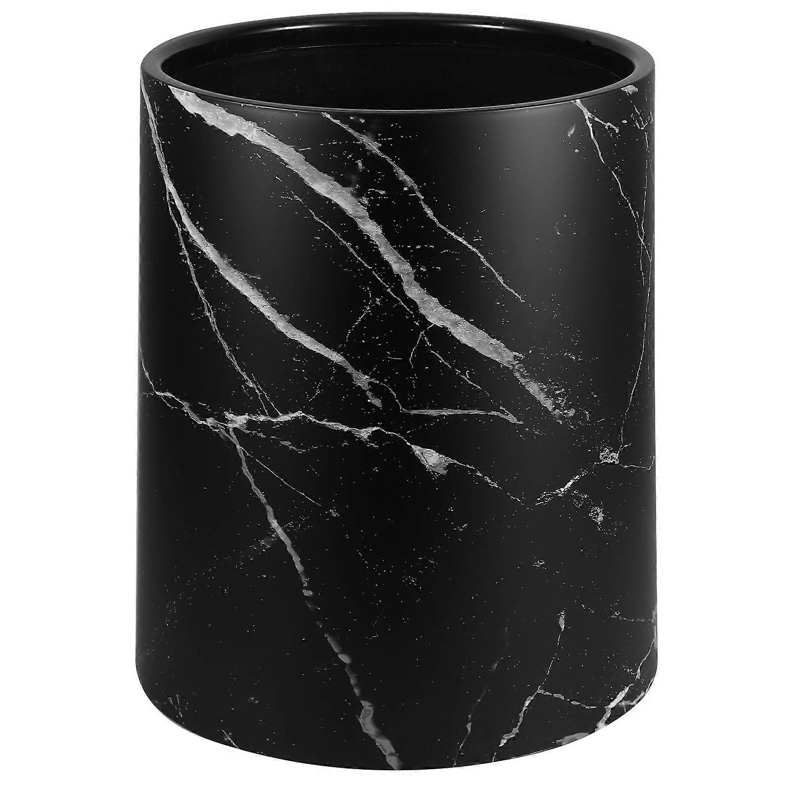 Small Trash Can Round Lidless Wastebasket Marbling Trash Bin Garbage Container