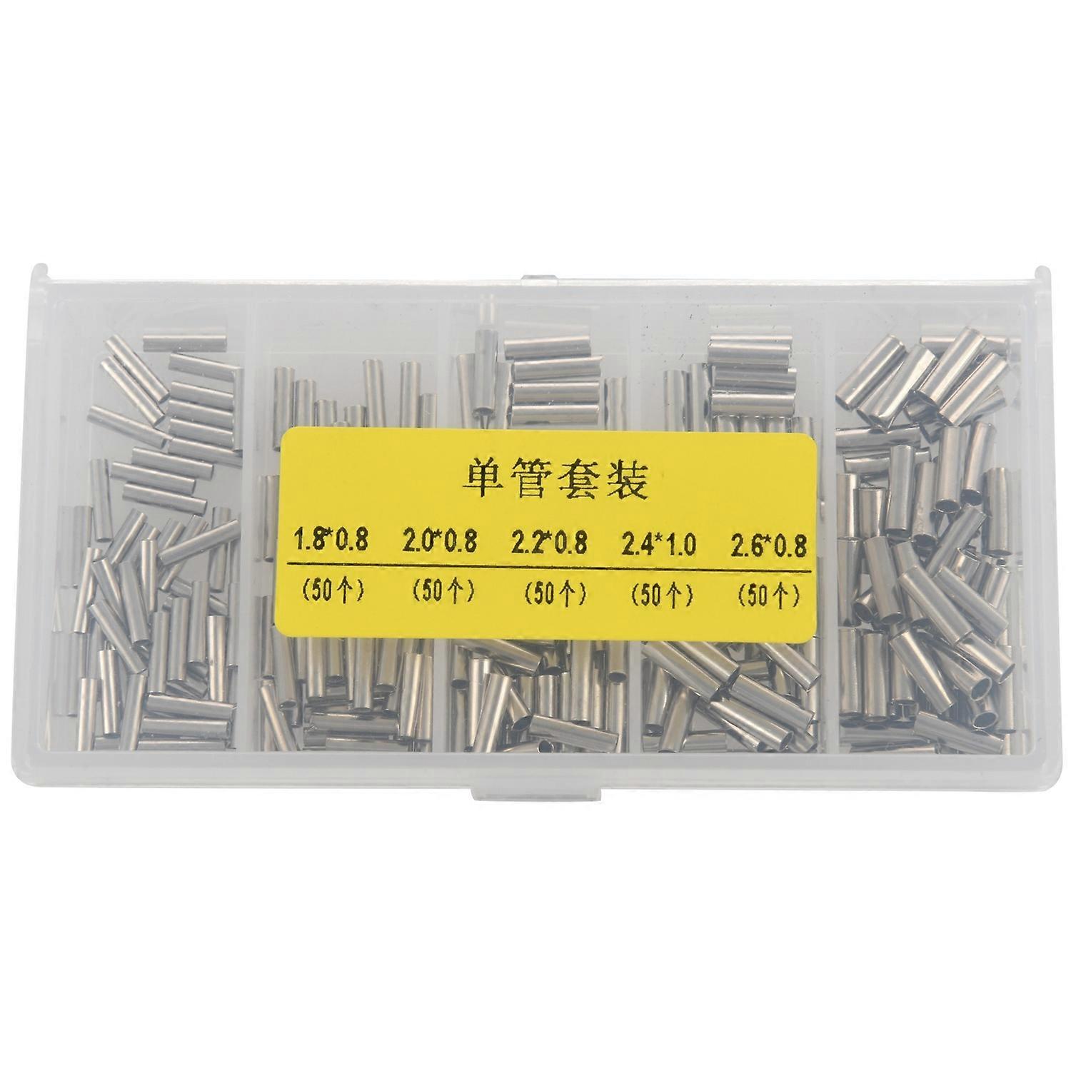 250Pcs/Set Single Barrel Crimping Sleeve Fishing Line Wire Leader Copper Tube Connector Fishing Acc