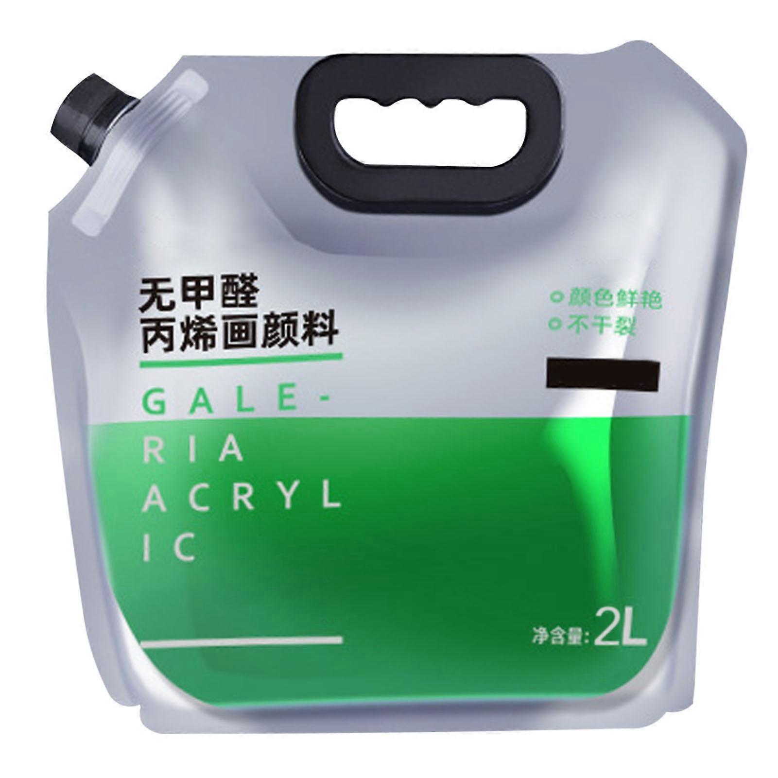 طلاء أكريليك مقاوم للماء واقي من الشمس طلاء أكريليك ذو سعة كبيرة طلاء أكريليك محمول متعدد الأغراض أخضر فاتح 2 لتر (حوالي 2.4 كجم / 5.3 رطل)