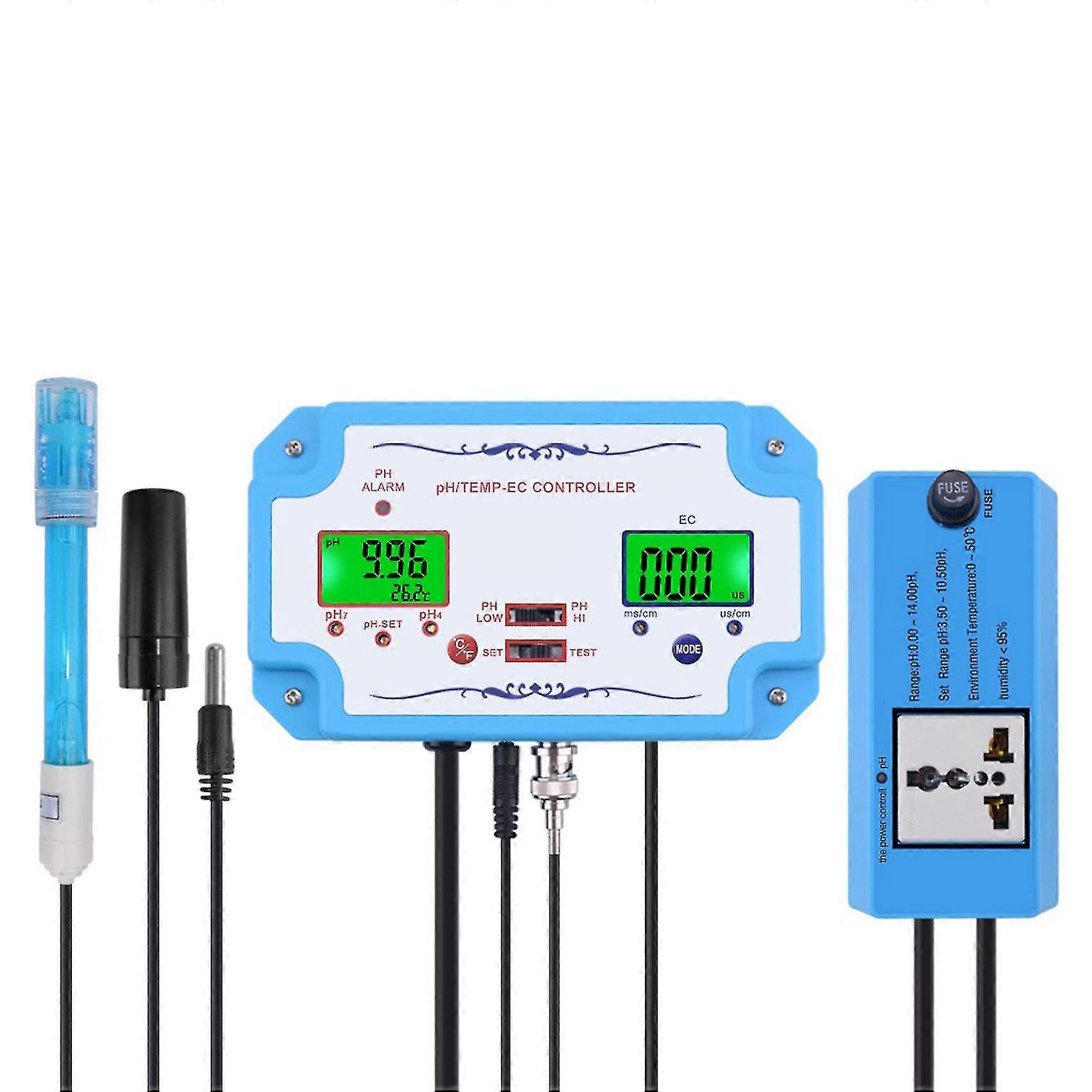 3 In 1 Ph Meter Ph//temp Detector Controller Relay Electrode Bnc Type Probe Water Quality Tester Us