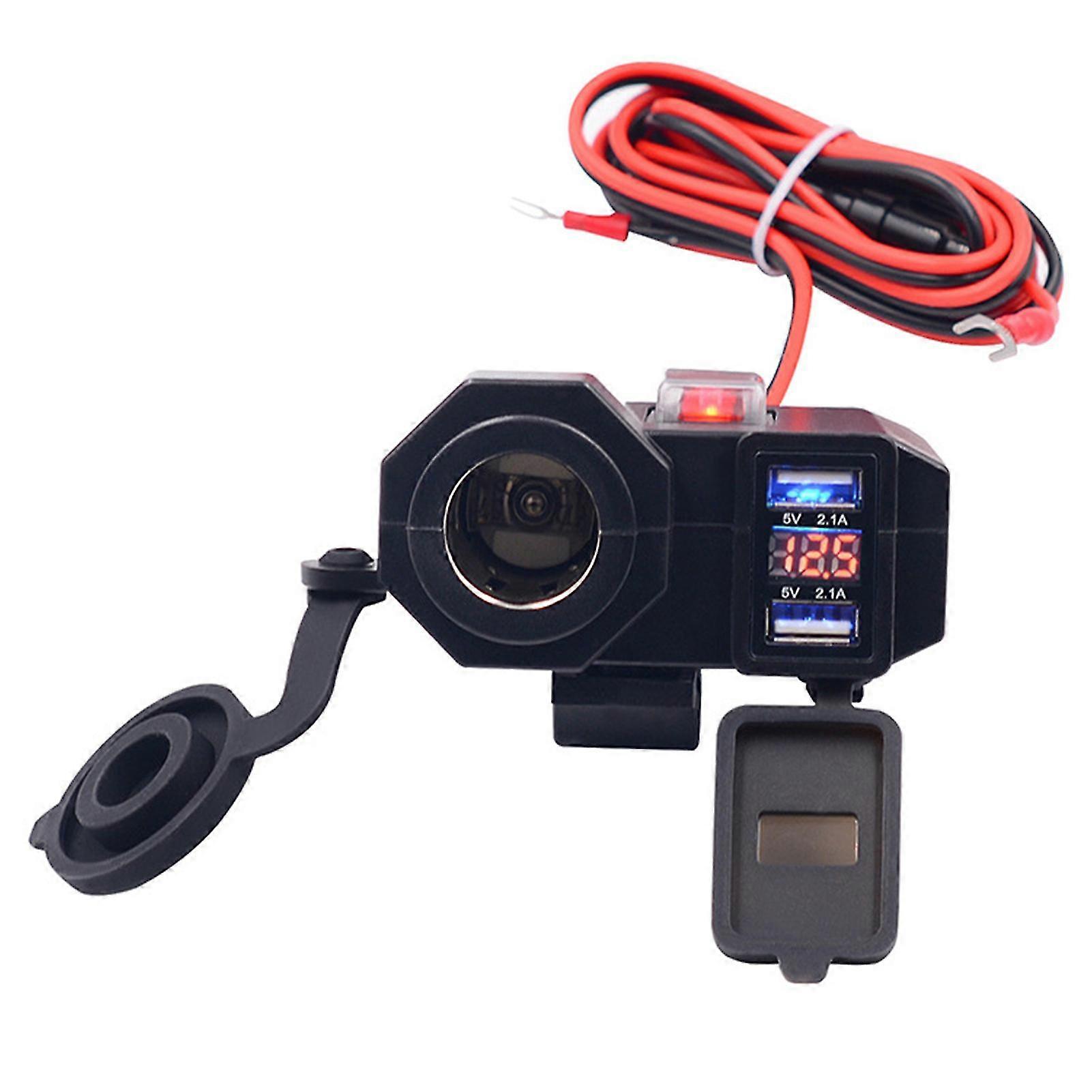 Motorcycle Power Socket Outlet Real-time Voltage Detection Power Supply Mobile Phone Tablet