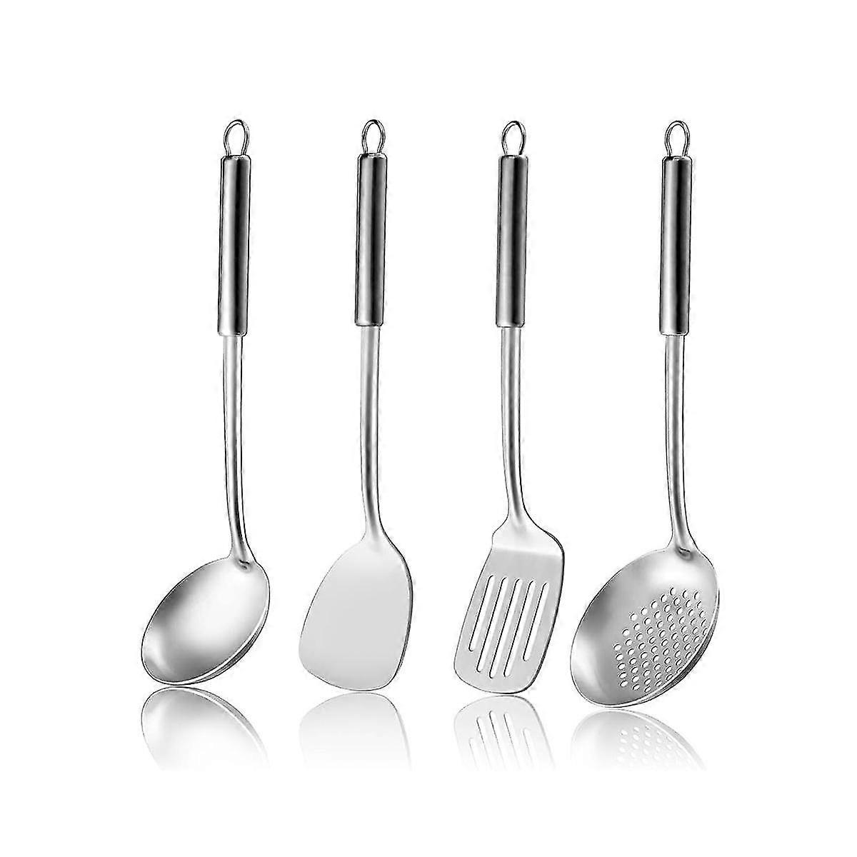 4-piece Cooking Utensils Set, Spatula Set, Wok Utensils Set Include Slotted Spoon, Wok Spatula And