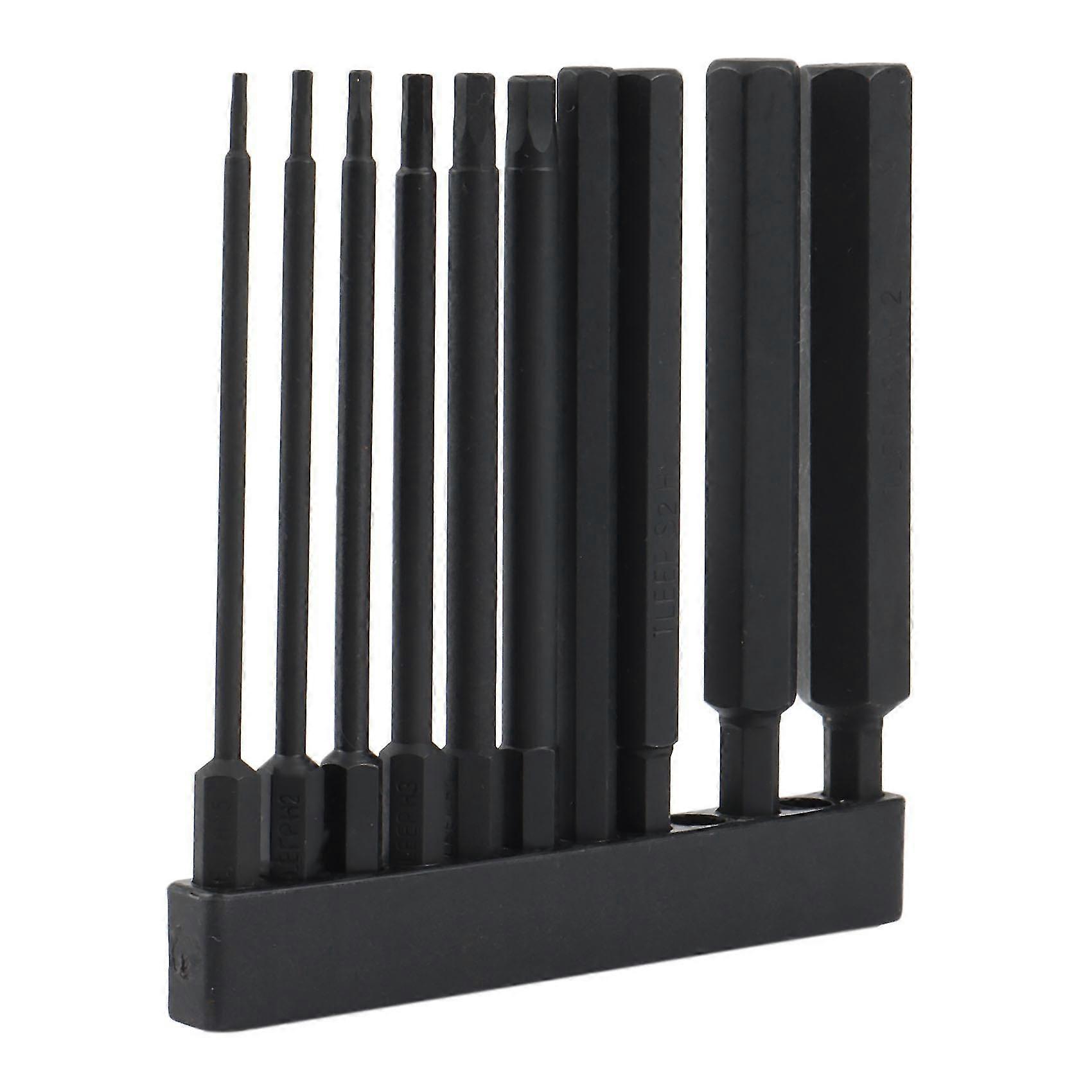 10Pcs Hex Head Hex Wrench Drill Bits Set 100mm Long Metric Screwdriver Bits Magnetic Tip Key Screwd