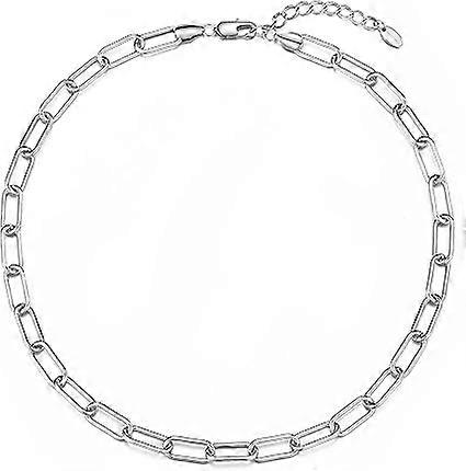 Verzilverde paperclip ketting