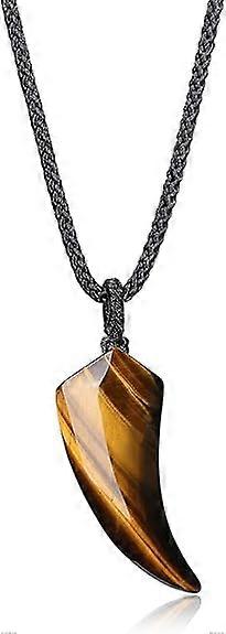 Men's Wolf Tooth Necklace with Adjustable Gemstone Pendant