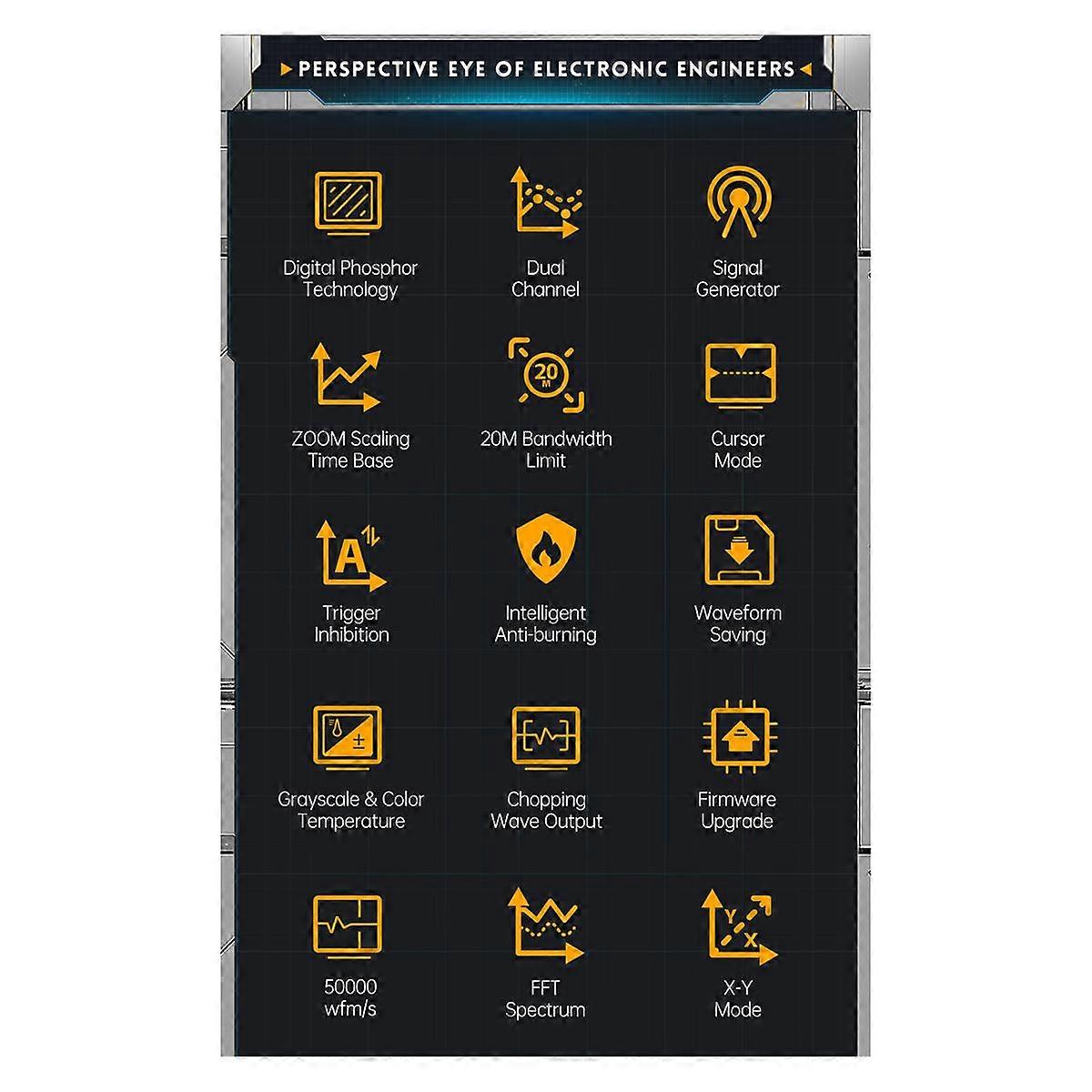 DPOX180H Opgrader Oscilloskop fluorescerende dual-channel 20M signalgenerator 180MHz båndbreddeciffer