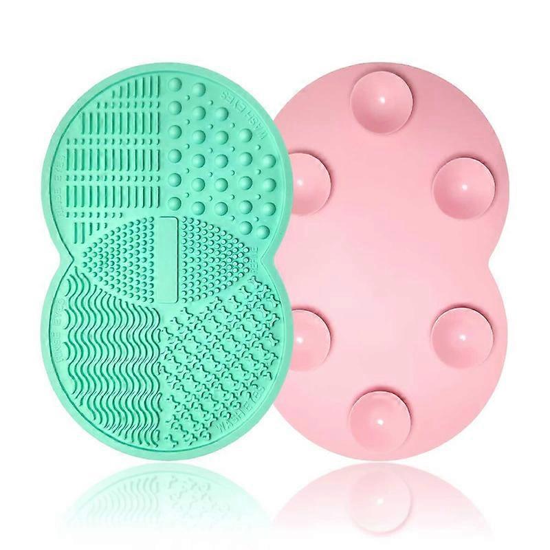 2 Pcs Makeup Brush Cleaning Mat, Silicone Makeup Brush Cleaner