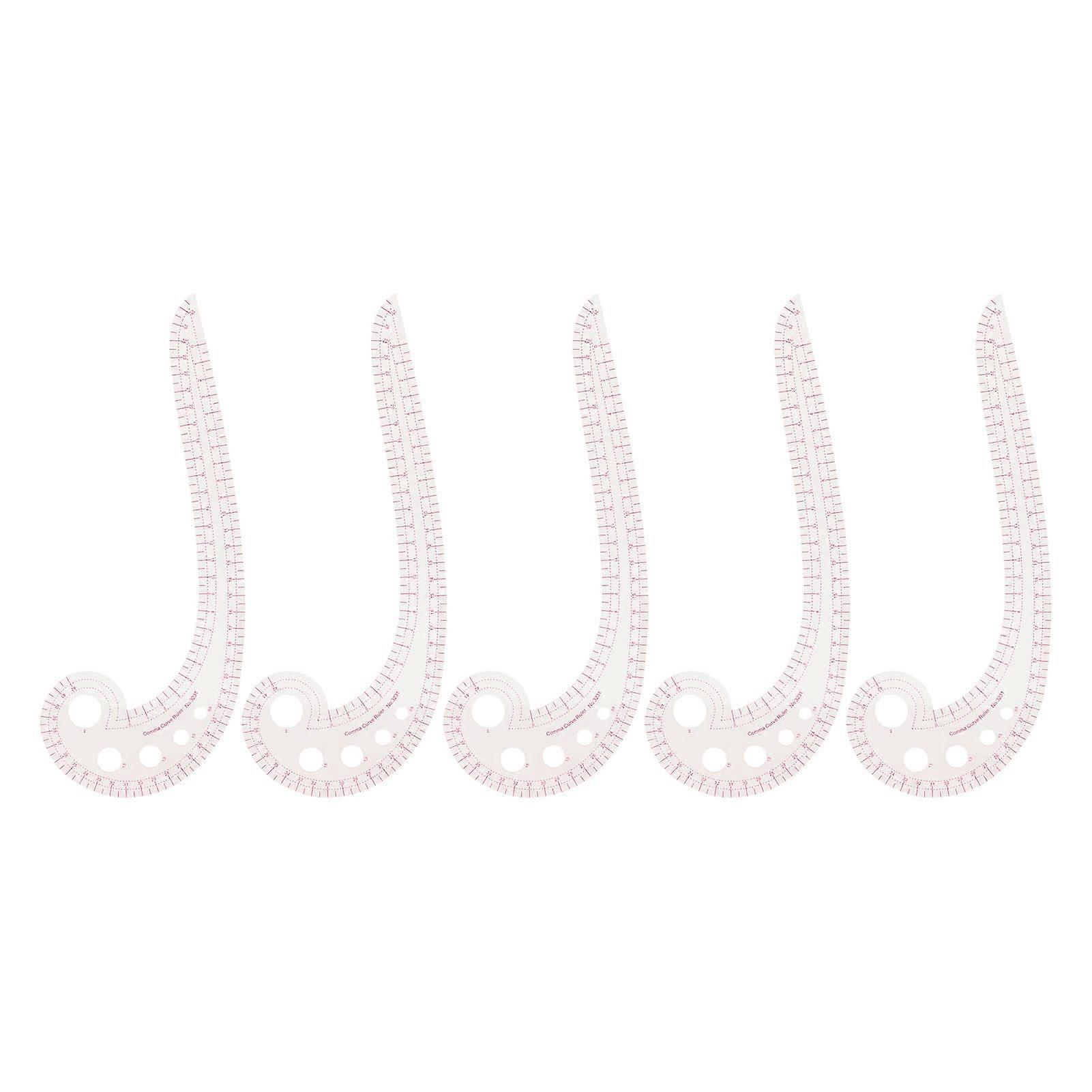 5pcs Comma Shaped Curve Ruler Transparent 3231 DIY French Sewing Ruler for Pattern Rulers Sewing for Tailor Designers