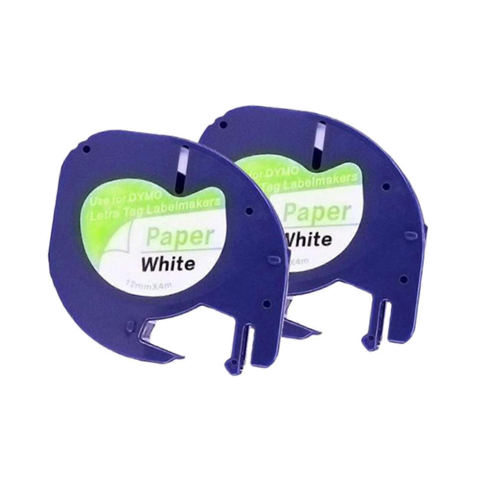 2 Pieces Label Maker Refills 12mmx4M Roll Label Maker Tape Waterproof Labels Paper