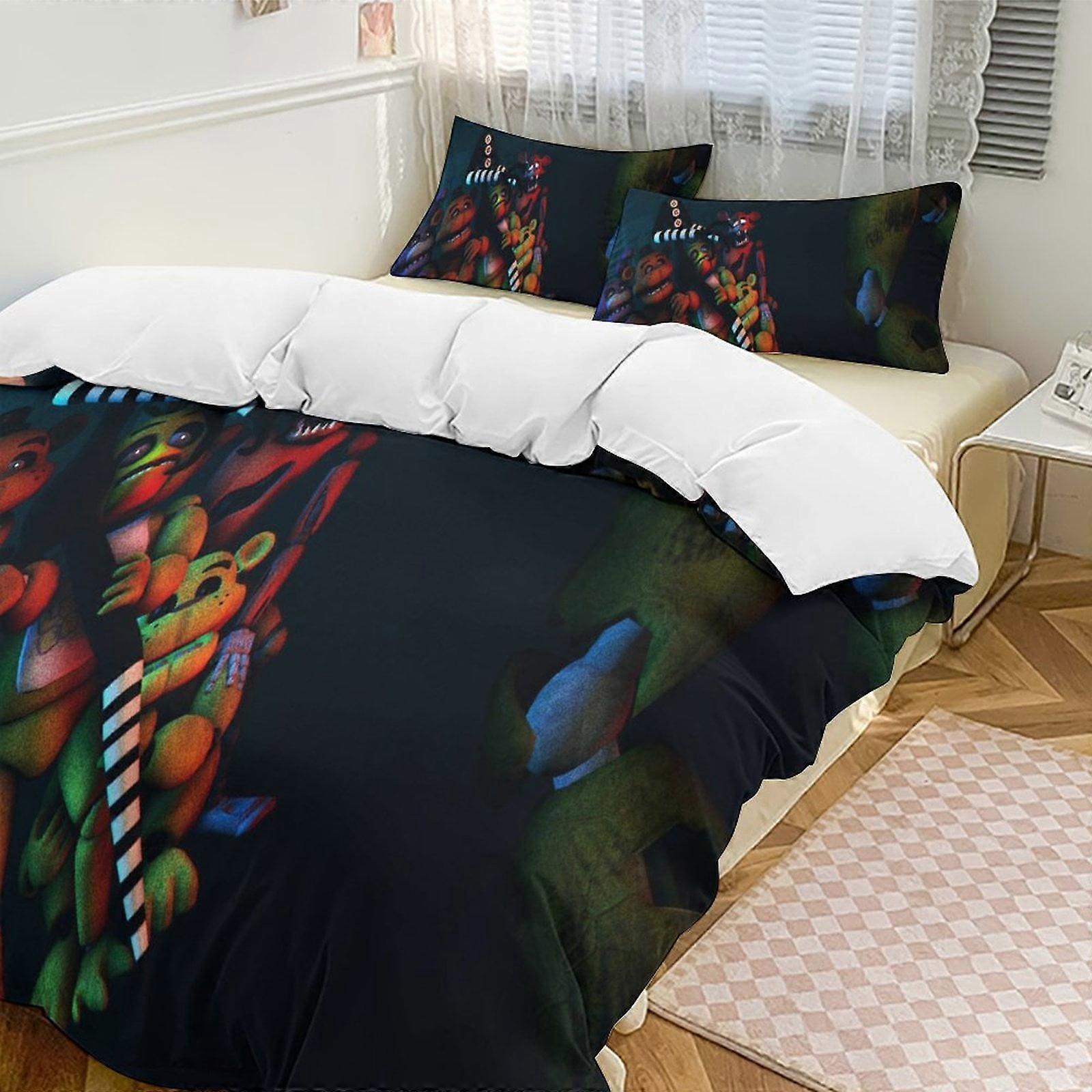 v1186ファイブナイトアットフレディキルトセット厚く柔らかい3ピース寝具セットオールシーズン羽毛布団コーブ、大人の女性の女の子の十代の家の部屋のための2つの枕カバー付き