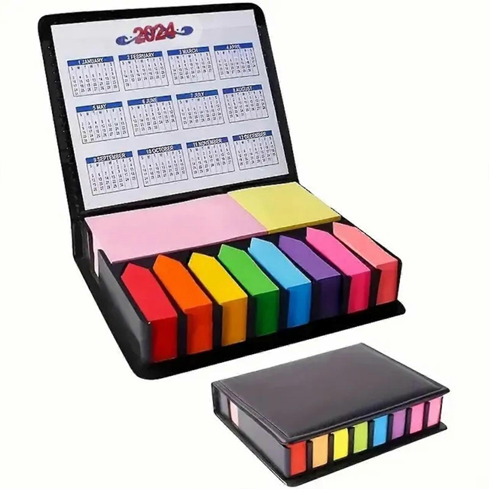 Colorful Notepads Set with Calendar Writeable Adhesive Strips for Books Files Notebooks
