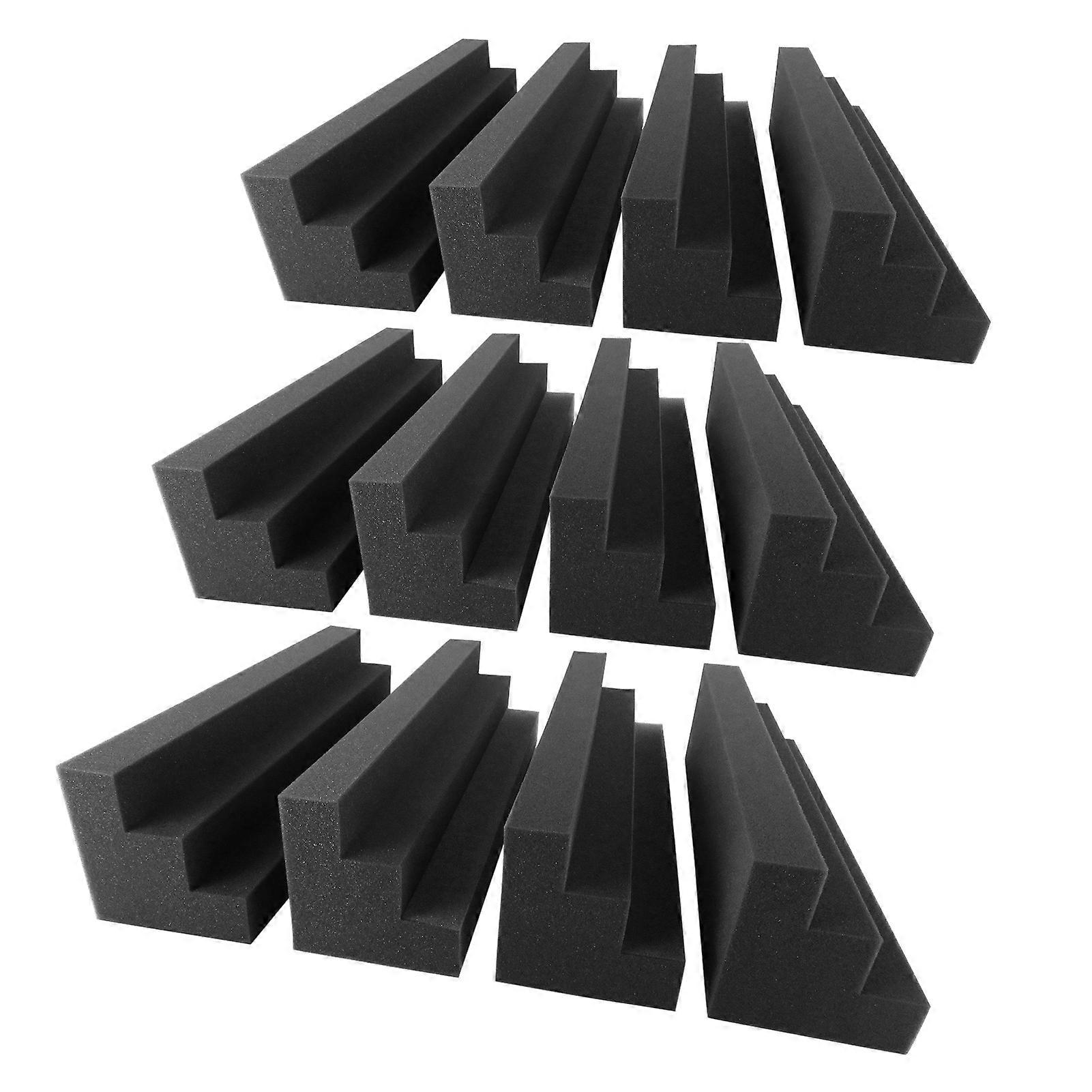 12 PCS 30 * 7.5 * 7.5cm Foam Panels High Density Sound Insulation Fire Retardant Wedge Foam for Home Studio Theater