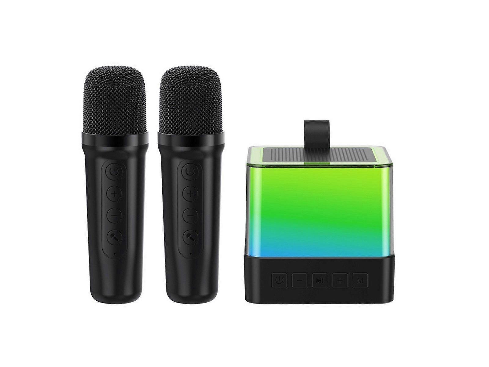 Mini Karaoke Machine Bluetooth Speaker with 2 Wireless Microphones - Black