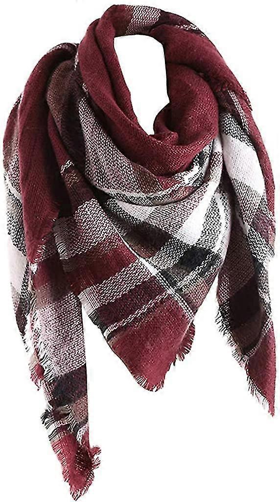 Ladies Warm Soft Knitted Scarf Checked Blanket Scarf