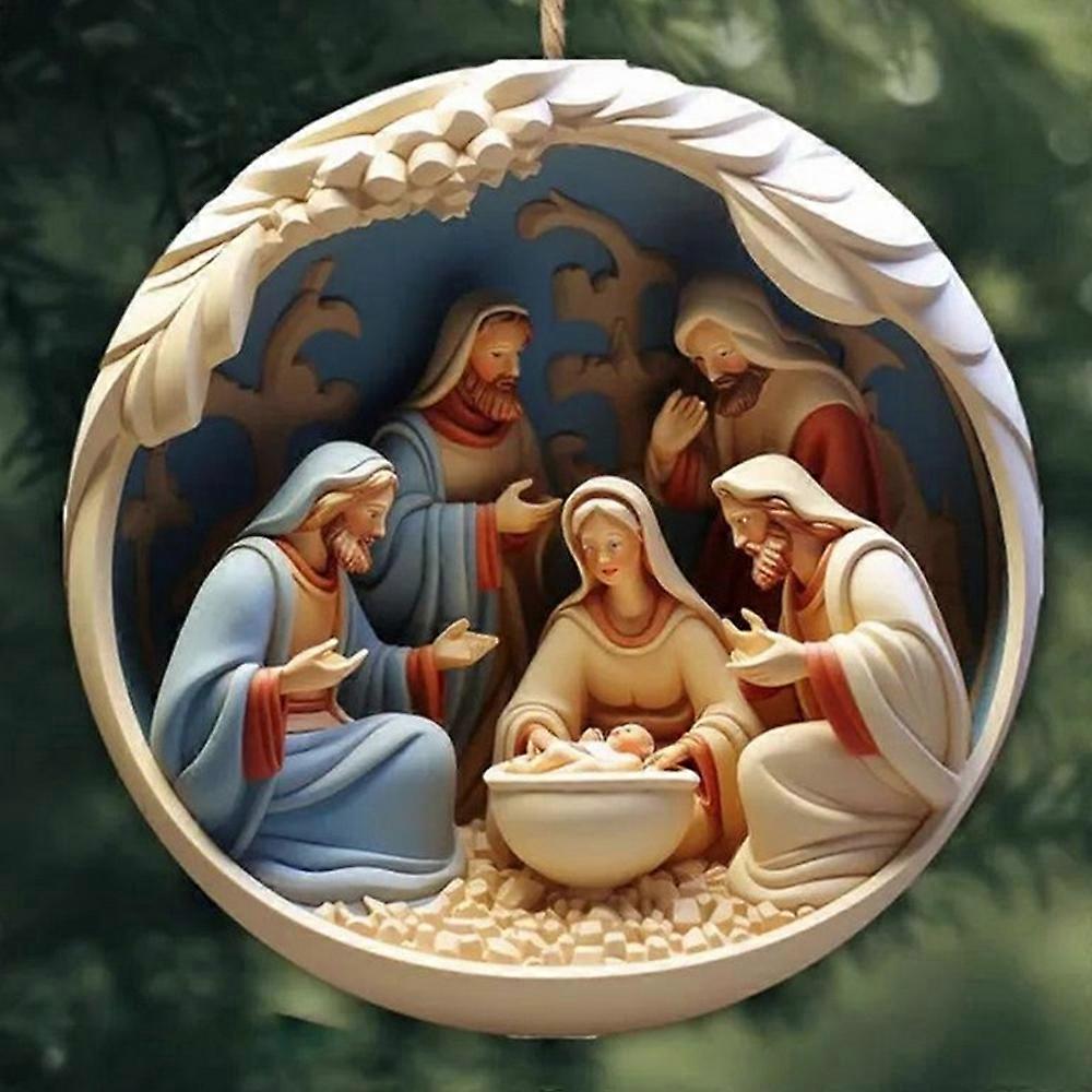 Julekrybbe 2024 Xmas Tree Decor 2D Akryl Hengende Anheng Juletre Ornament 2023 Xmas Navidad