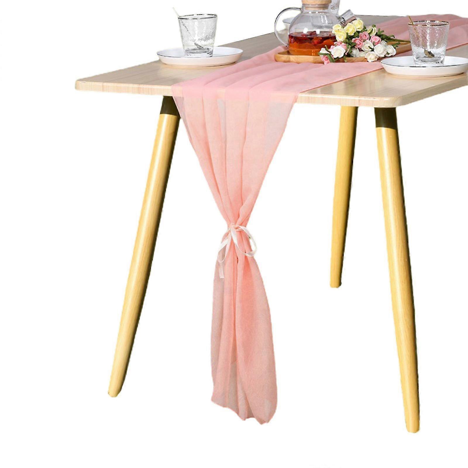 Chiffon duk bryllupsmottakelse rustikk innredning, 30x300cm, hvit, country style party forsyninger