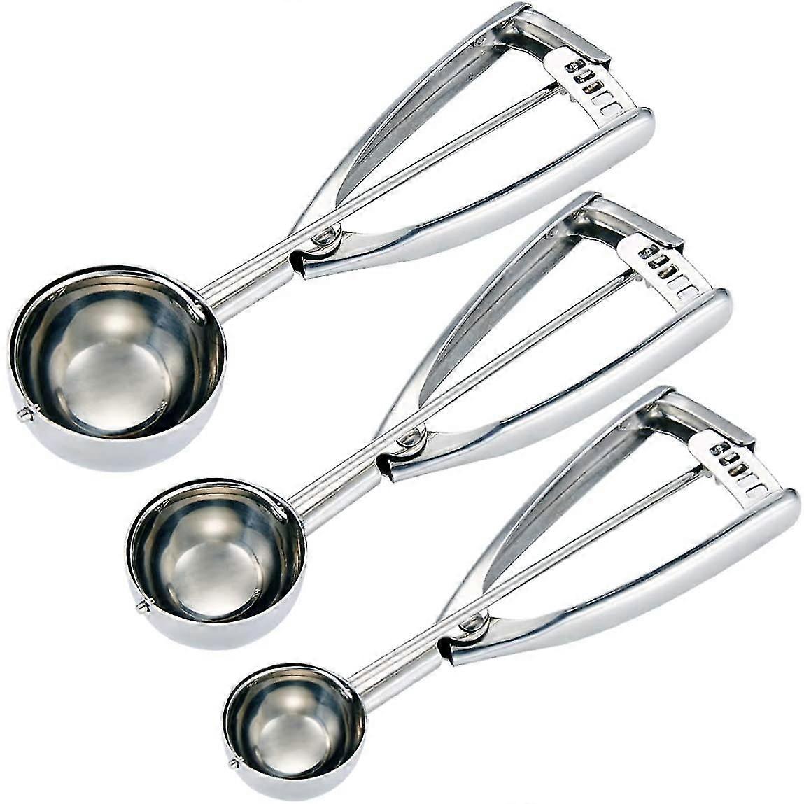 Cookie Ice Cream Scoop Set - Small/1 Tablespoon, Medium/2 Tablespoon, Large/3