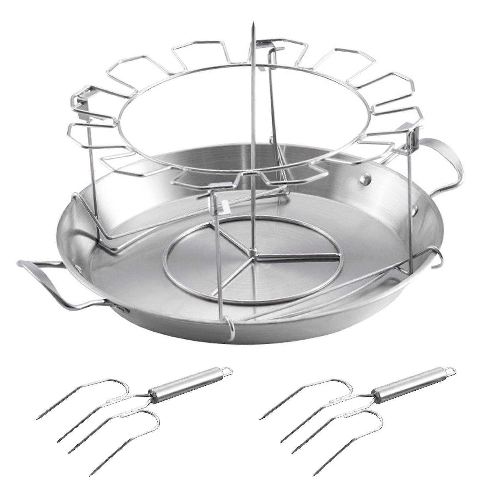 1 Set Stainless Steel Chicken Leg Grilling Rack Drip Tray Forks Drumstick Stand for Grill Oven Versatile Legs Wings Grill Accessory
