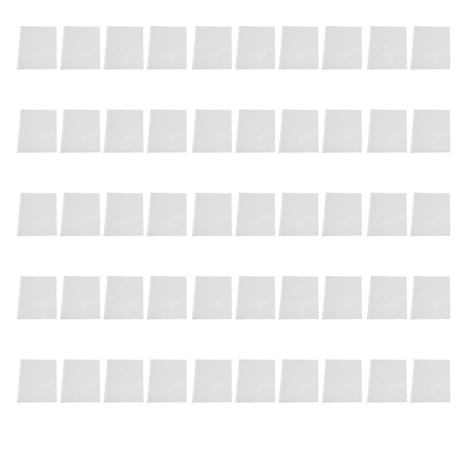 50pcs Sheet Protectors 30 Hole A4 Flexible Frosted Translucent Waterproof Reusable Binding Covers for Reports Presentations White