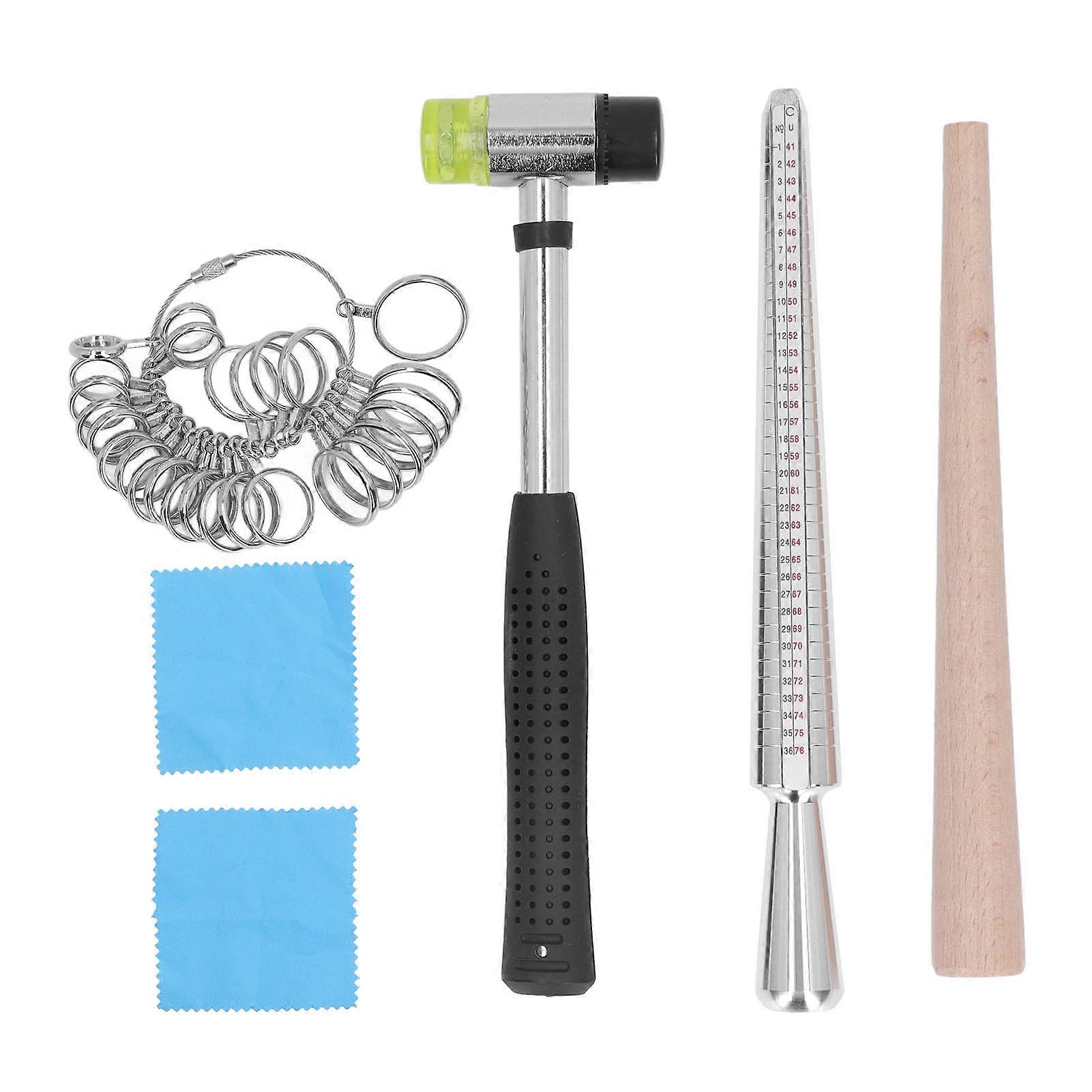 حلقة المقاس مجموعة الألومنيوم الإصبع قياس التلميع الخشب مغزل المطاط المطرقة الولايات المتحدة حجم حلقة كيت لصنع المجوهرات