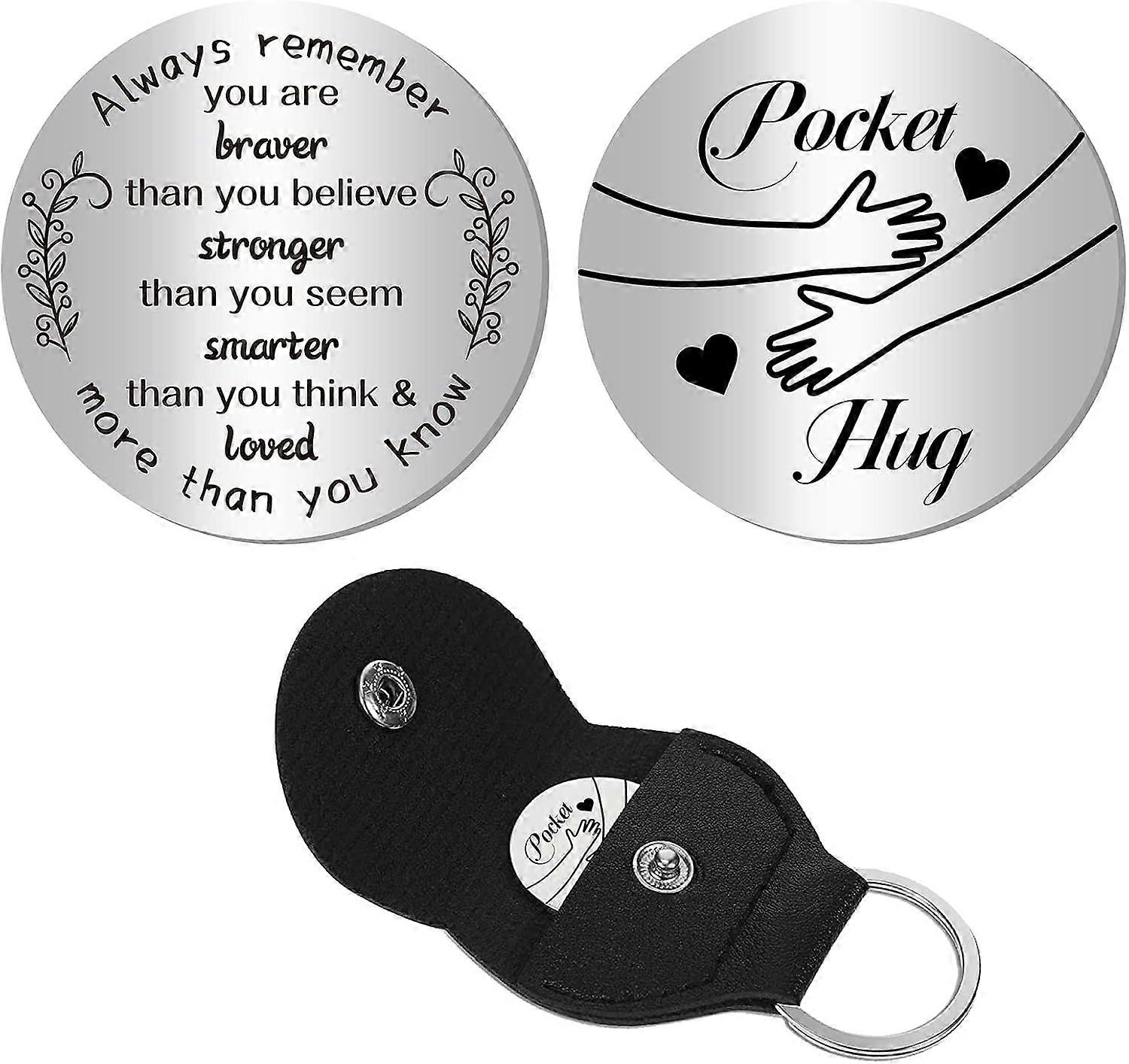 Pocket Hug Token Inspiration Gift Long Distance Relationship Keepsake Stainless Steel Double Sided