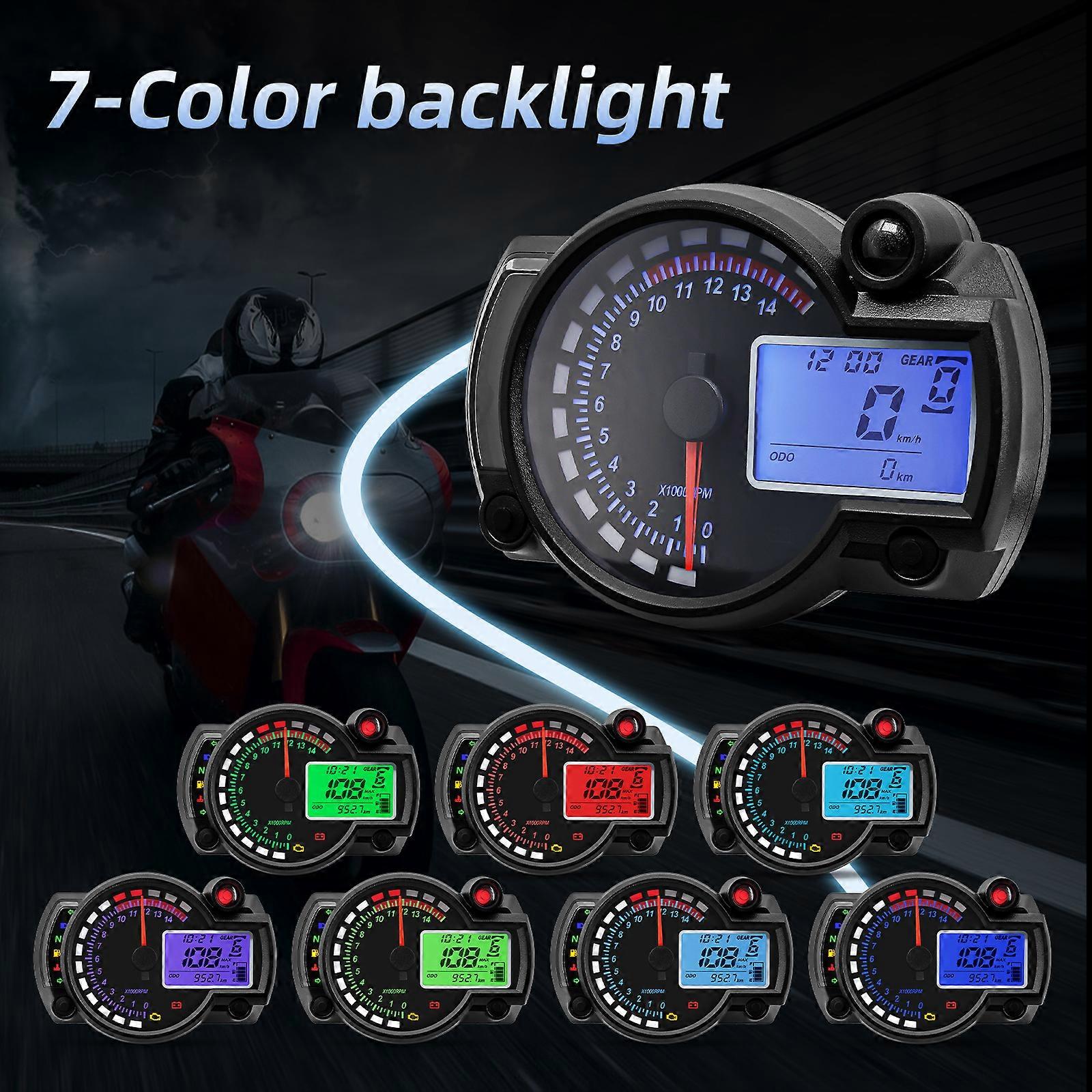 Motorcycle LCD Instrument Modified 7color Adjustable Speed Electronic ...