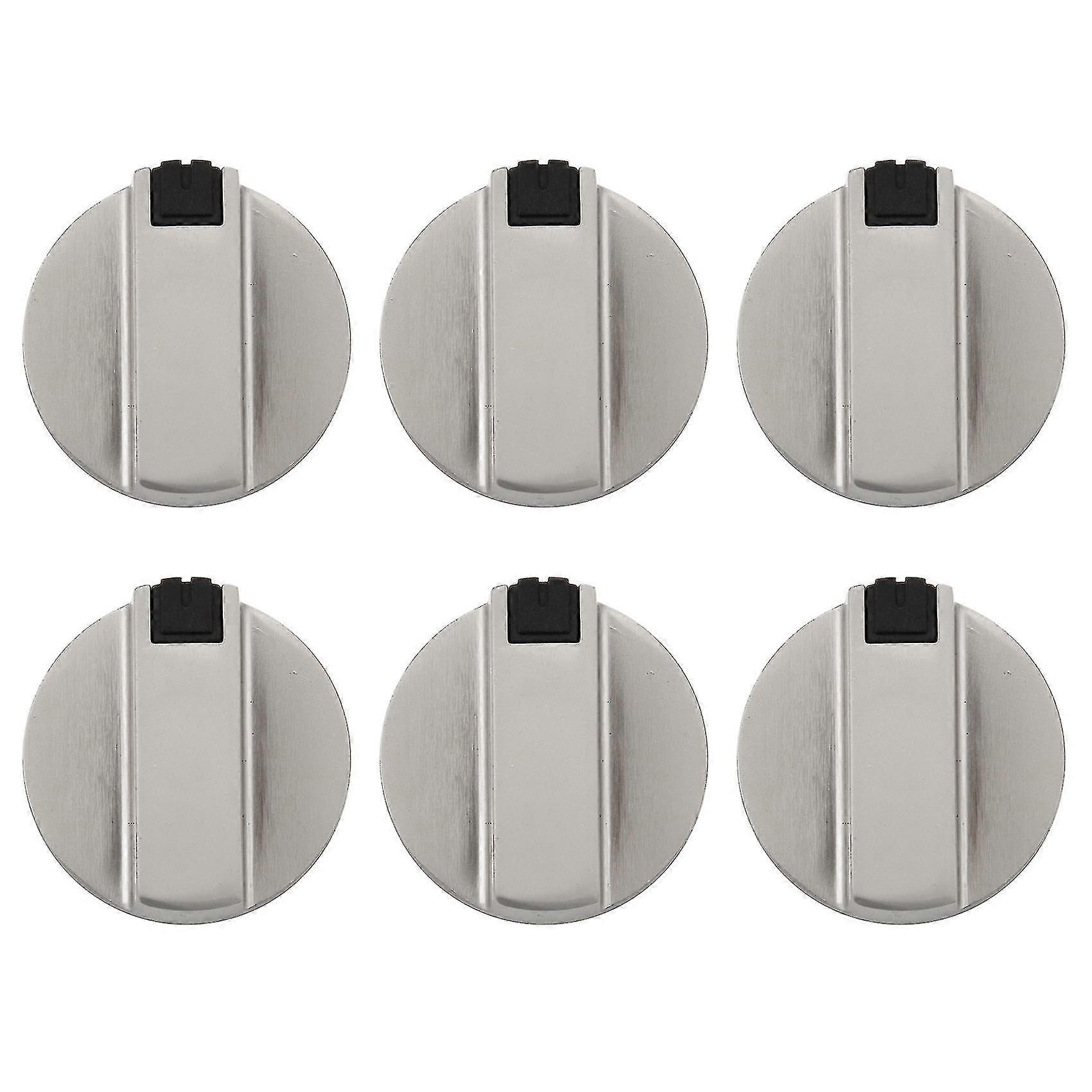 مواقد طباخ المقابض ، فرن مقبض 6 قطع ، سبائك الزنك 6 مم العالمي الفضة موقد الغاز السيطرة على المقابض محولات