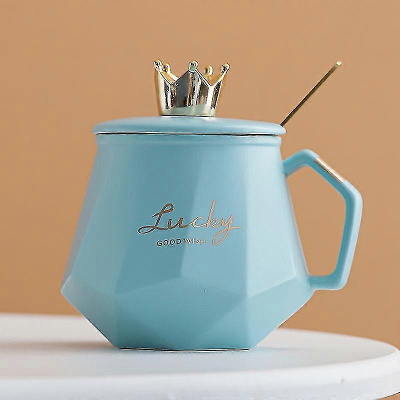 Crown Mug Cute   Ceramic   With Spoon  Lid Unique Gift