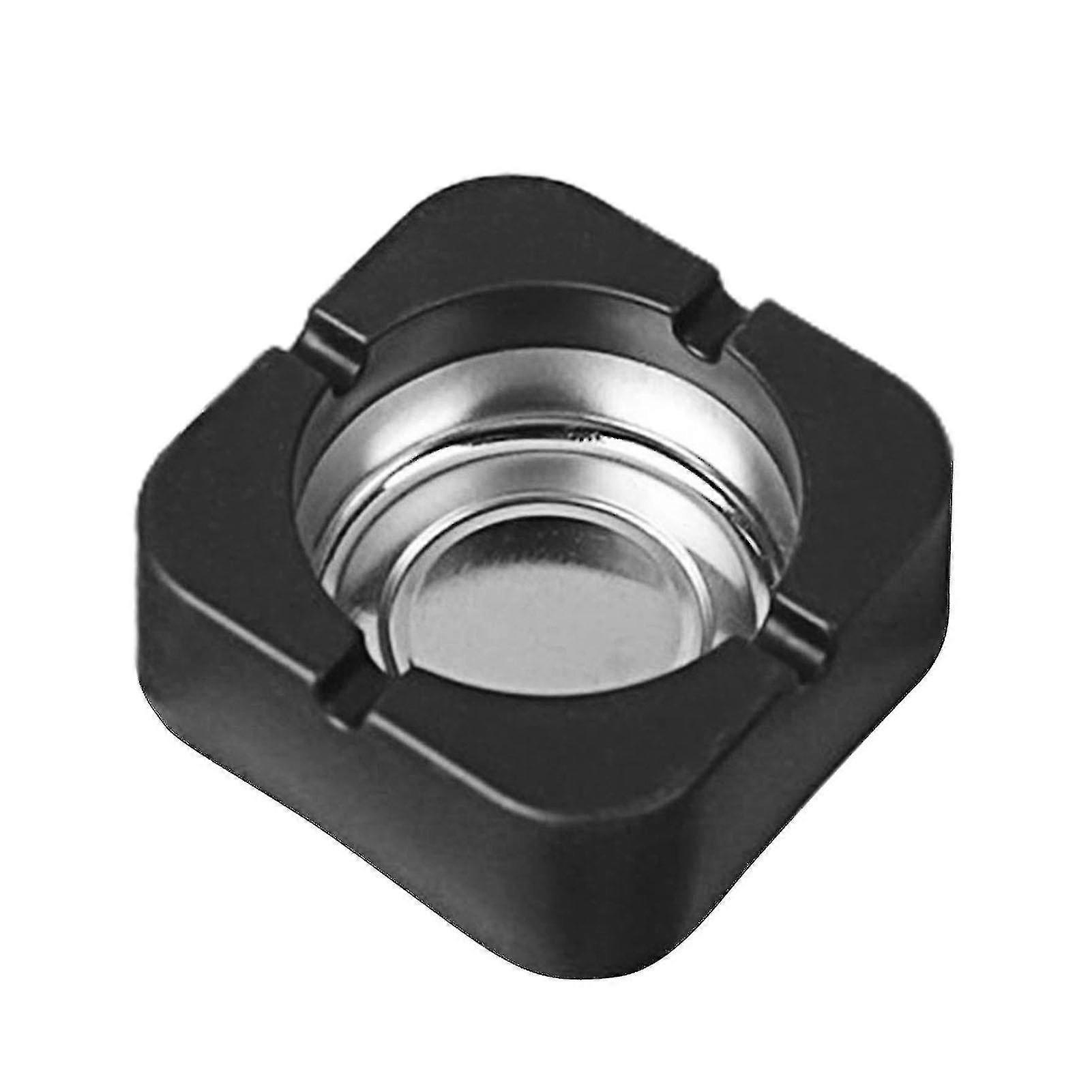 Portable Creative Tinplate Square Ashtray Holder Cigarette Ash Storage Box Caseblack
