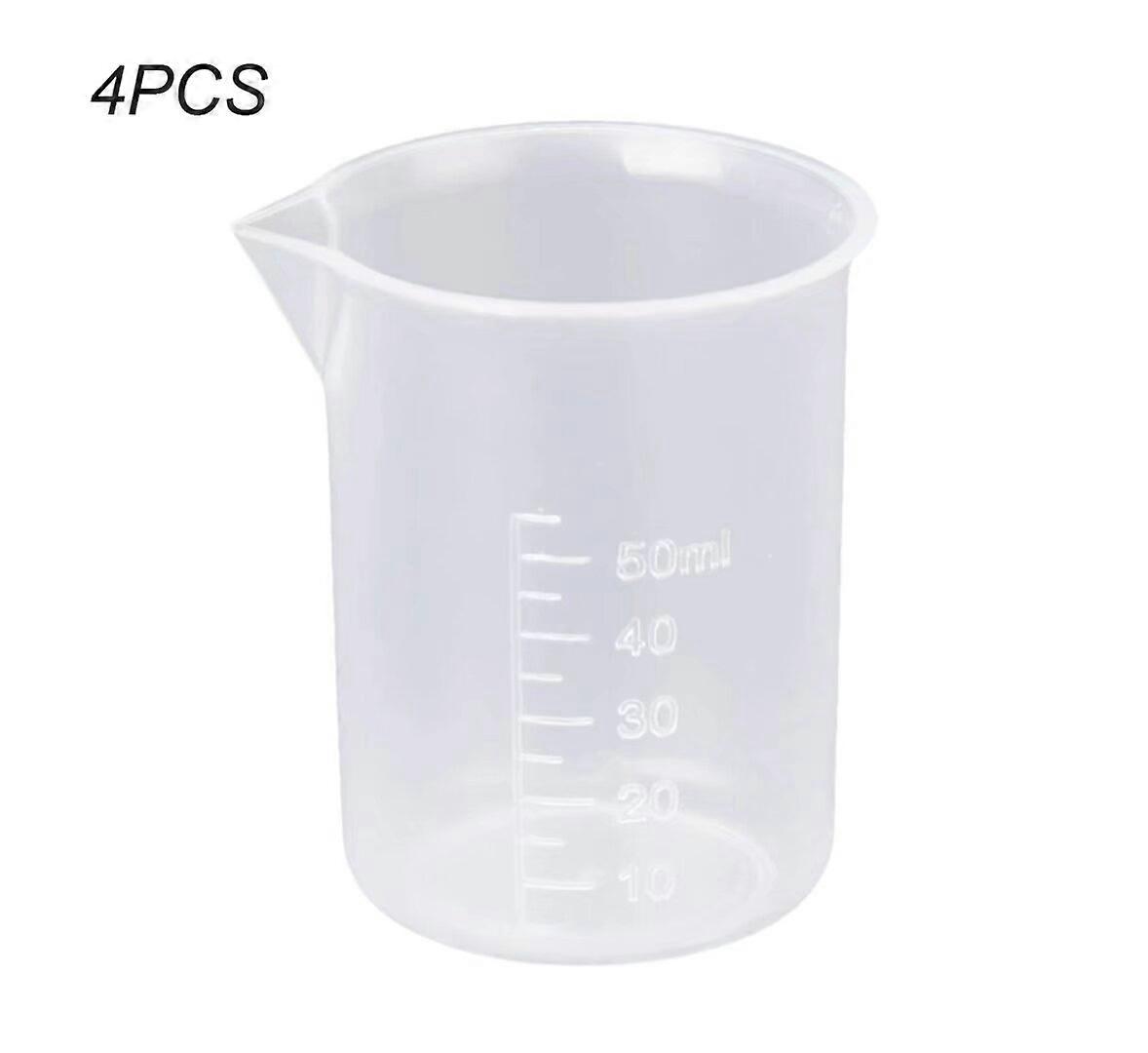 Kitchen Accessory 4PCS 50ml Clear Plastic Laboratory Measuring Cup Tool