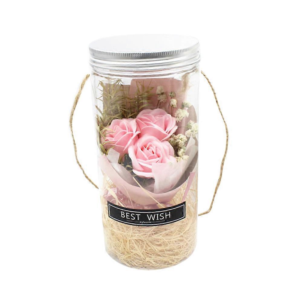 Preserved Eternal Rose Night Light Wishing Bottle with Soap Flowers