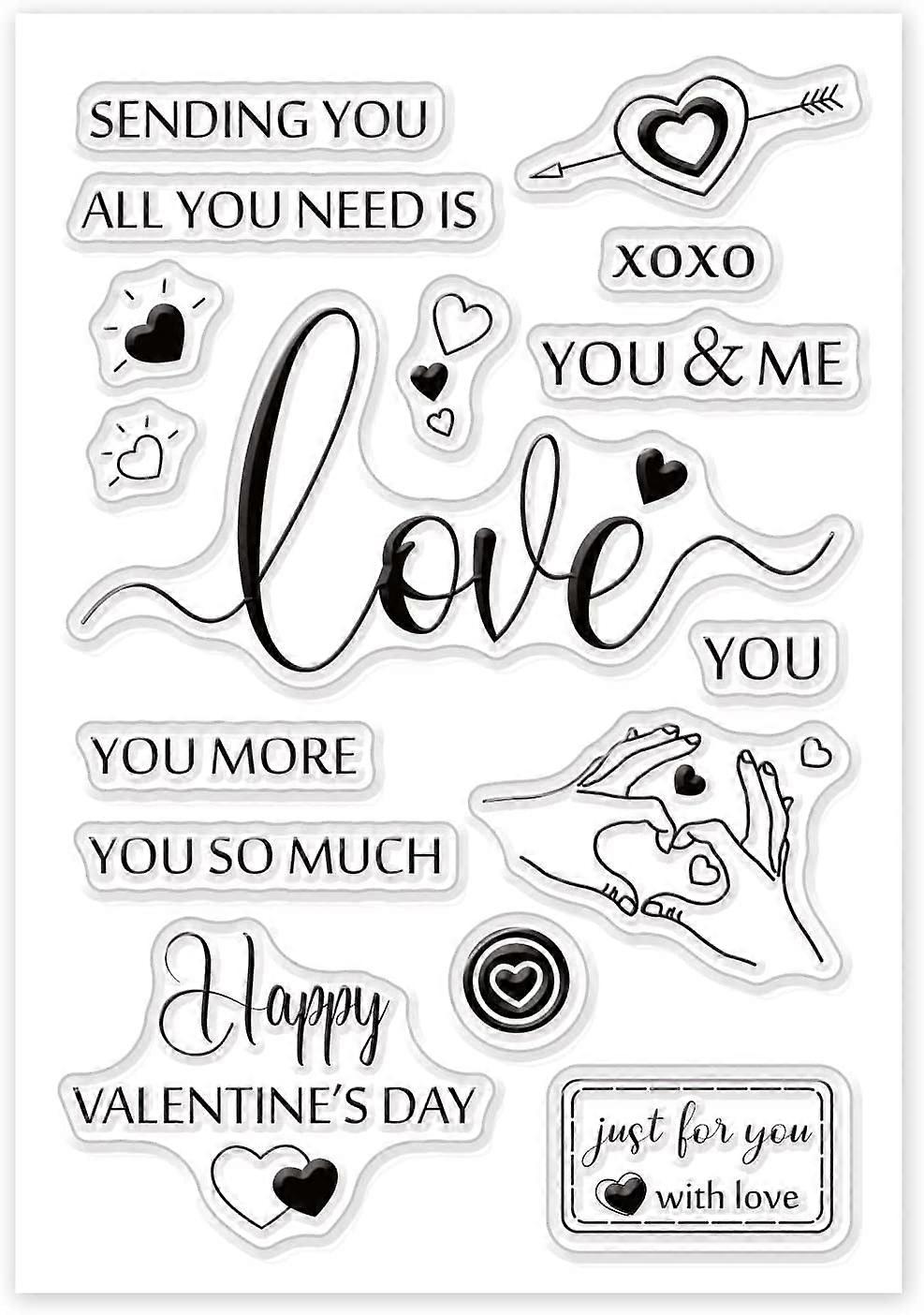 Clear Stamp Silicone Stamp Cards for Valentine's Day Transparent Stamp Seal with Sentiments for Card Making Scrapbooking Photo Journaling DIY Craft