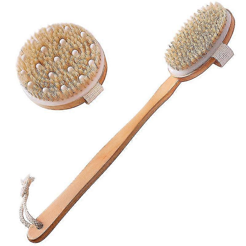 Dry Brushing Body Brush Set Of 2, Dry Skin Exfoliating Brush, Handle Back Scrubber For Shower, Dry