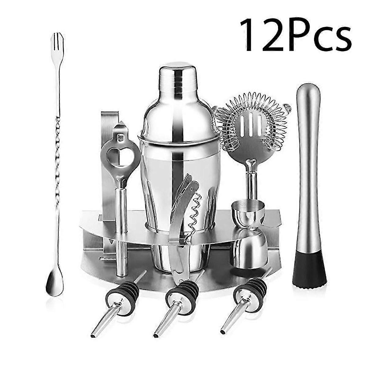 12Pcsset Bar Cocktail Shaker Maker Martini Spirits Jigger Strainer Bartender