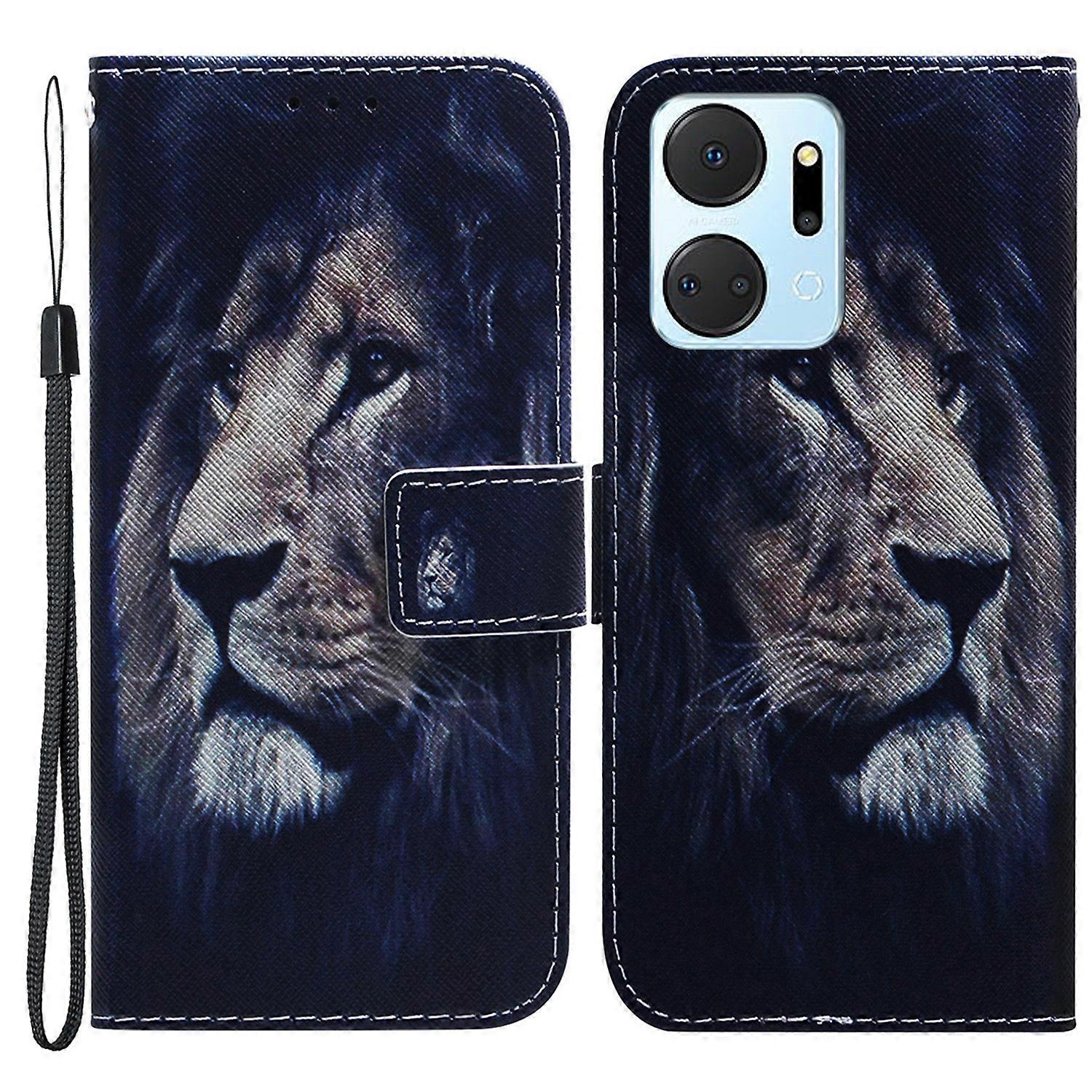 Protective Case for Honor X7a 5G PU Leather Folio Flip Cover Wallet Phone Case with Strap