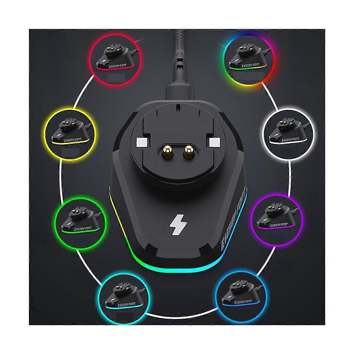 For Vt9svt9 Wireless Mouse Charging Dock Gaming Mouse Charging Module Rgb Dock,white D