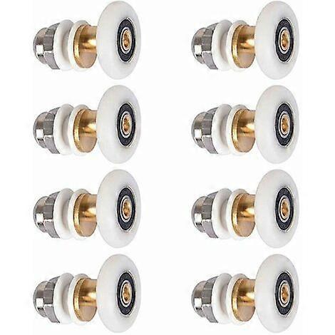 Brusedørrulle, skydedørshjul brusekabine dørskiver udskiftningshjul til rulle med hjuldiameter 27 mm, 8 stykker