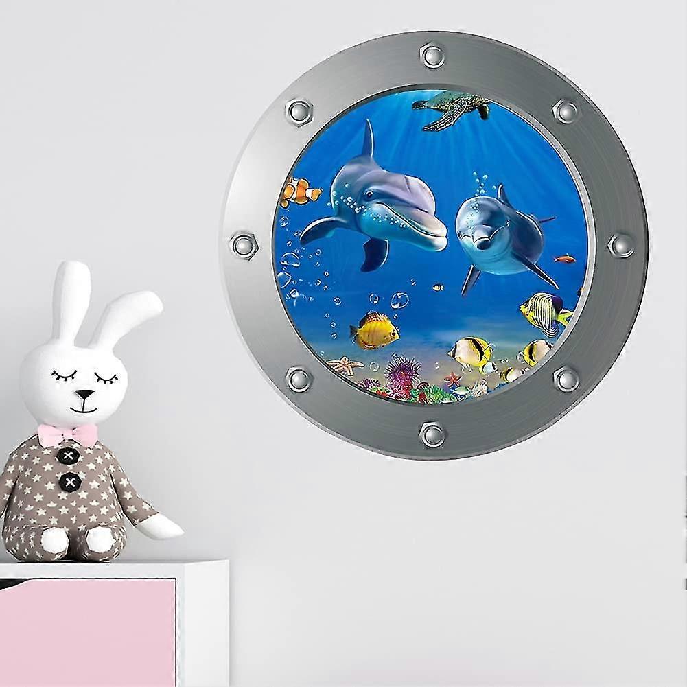 防波壁デカール熱帯魚ブルードルフィンターテル海藻壁ステッカー、子供キッズベビーホームルーム保育園DIY装飾接着アートワ