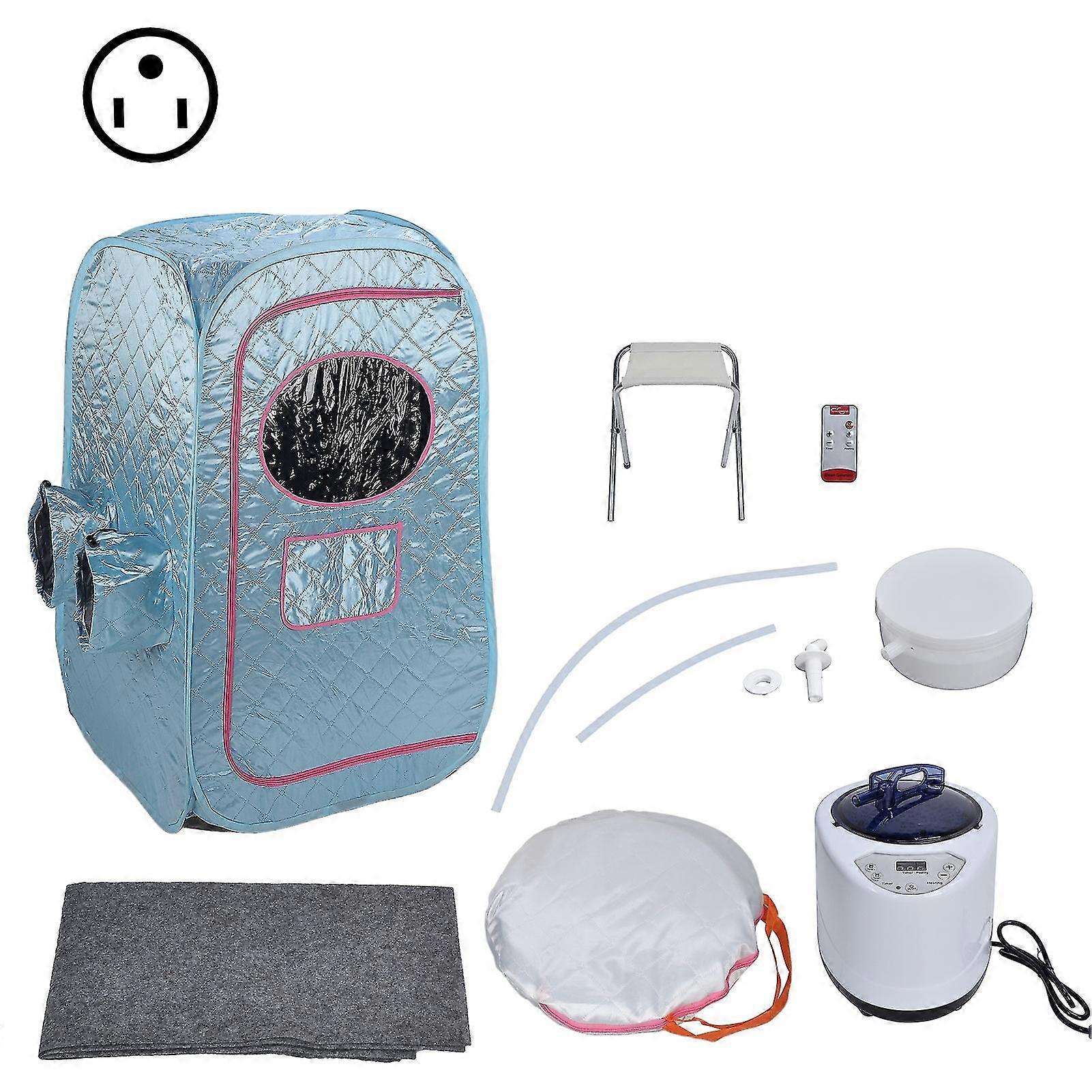 1000W Portable Steam Sauna Kit with 1-9 Gear Temperature Setting BlueUS Plug for Home Health Care