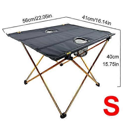 Camping folding table in ultralight fabric, with water cup holder, for hiking, picnic and fishing