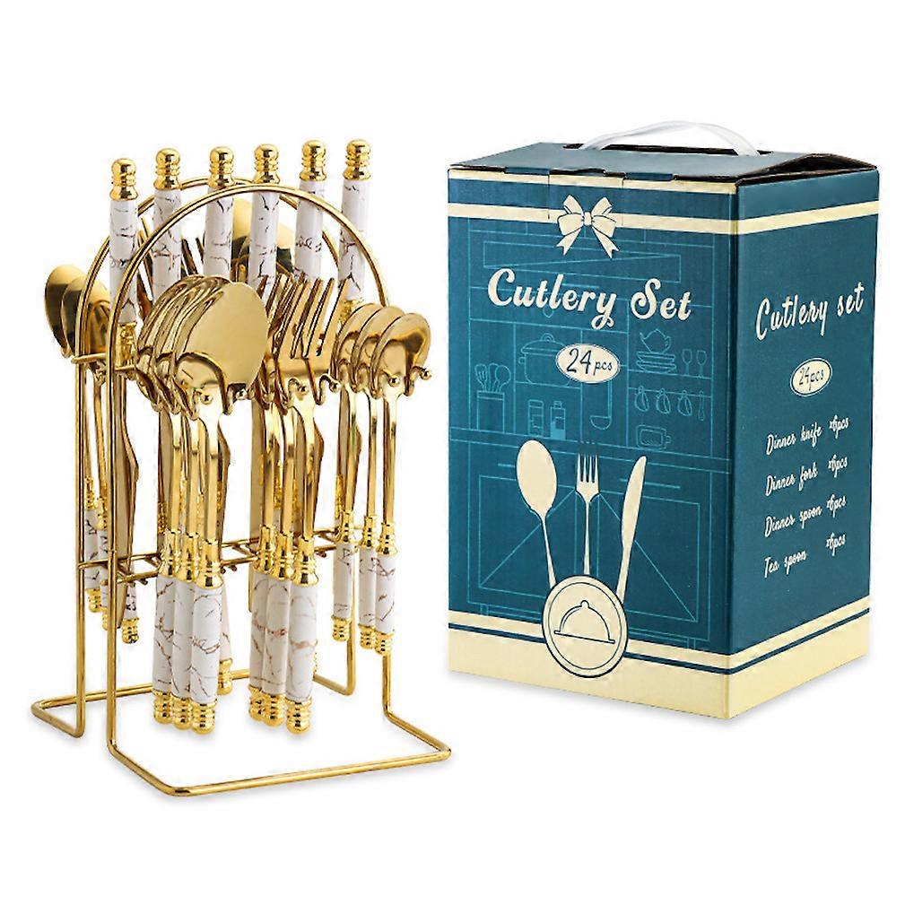 24pcs Cutlery Set Tableware Tableware Knives Spoons Forks Stainless Steel