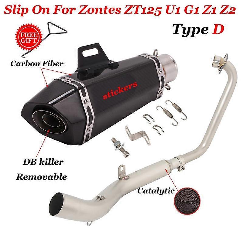 For ZONTES ZT125 U1 G1 Zt125 U1 G1 Z1 Z2 Motorcycle Exhaust Escape Modify Moto Muffler Front Mid Link Pipe Catalyst DB Killer