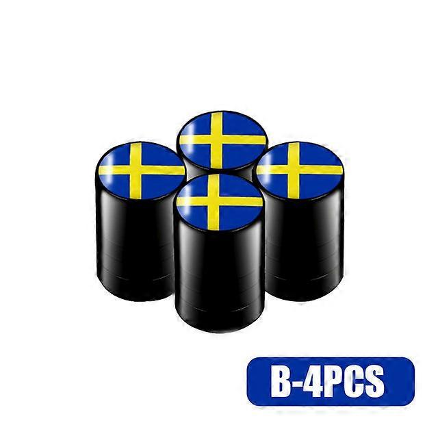4pcs Car Styling Sweden Flag Emblem Wheel Tire Valves Tyre Air Caps Case Decoration Accessories for Volvo V70 XC60 S60 V60 V40