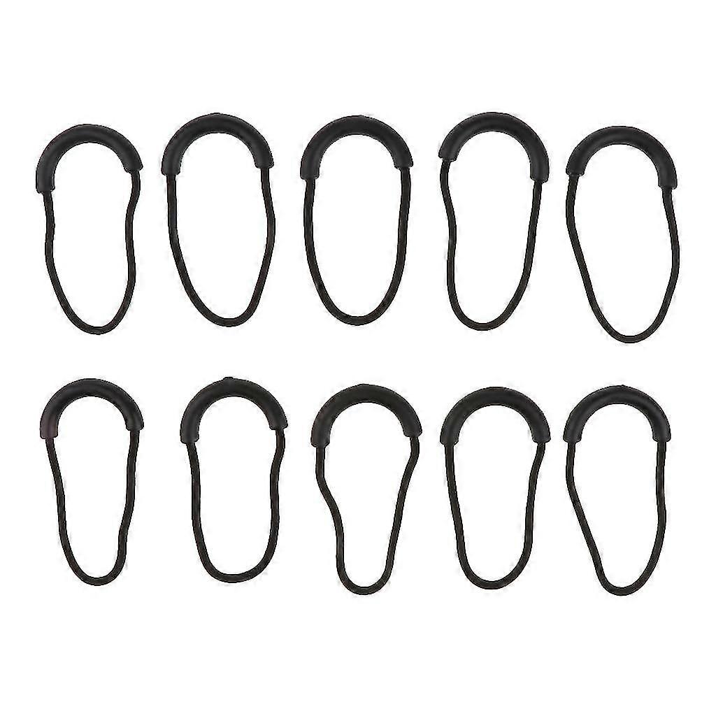 10 Pcs Plastic U Shape Zip Puller Strong Zipper Pull Cord Black