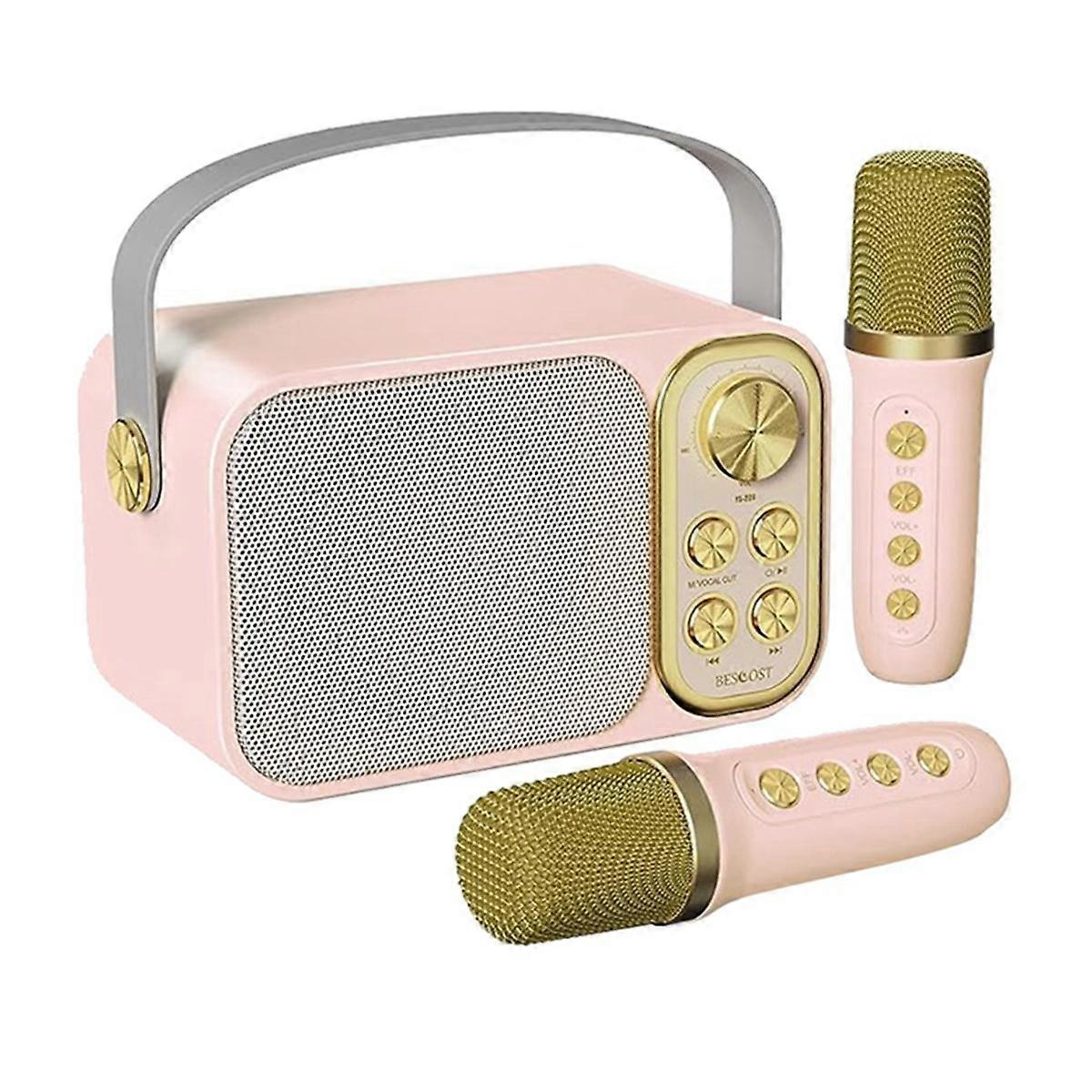 Mini for Kids with 2 Wireless Microphones, Portable Bluetooth Speaker