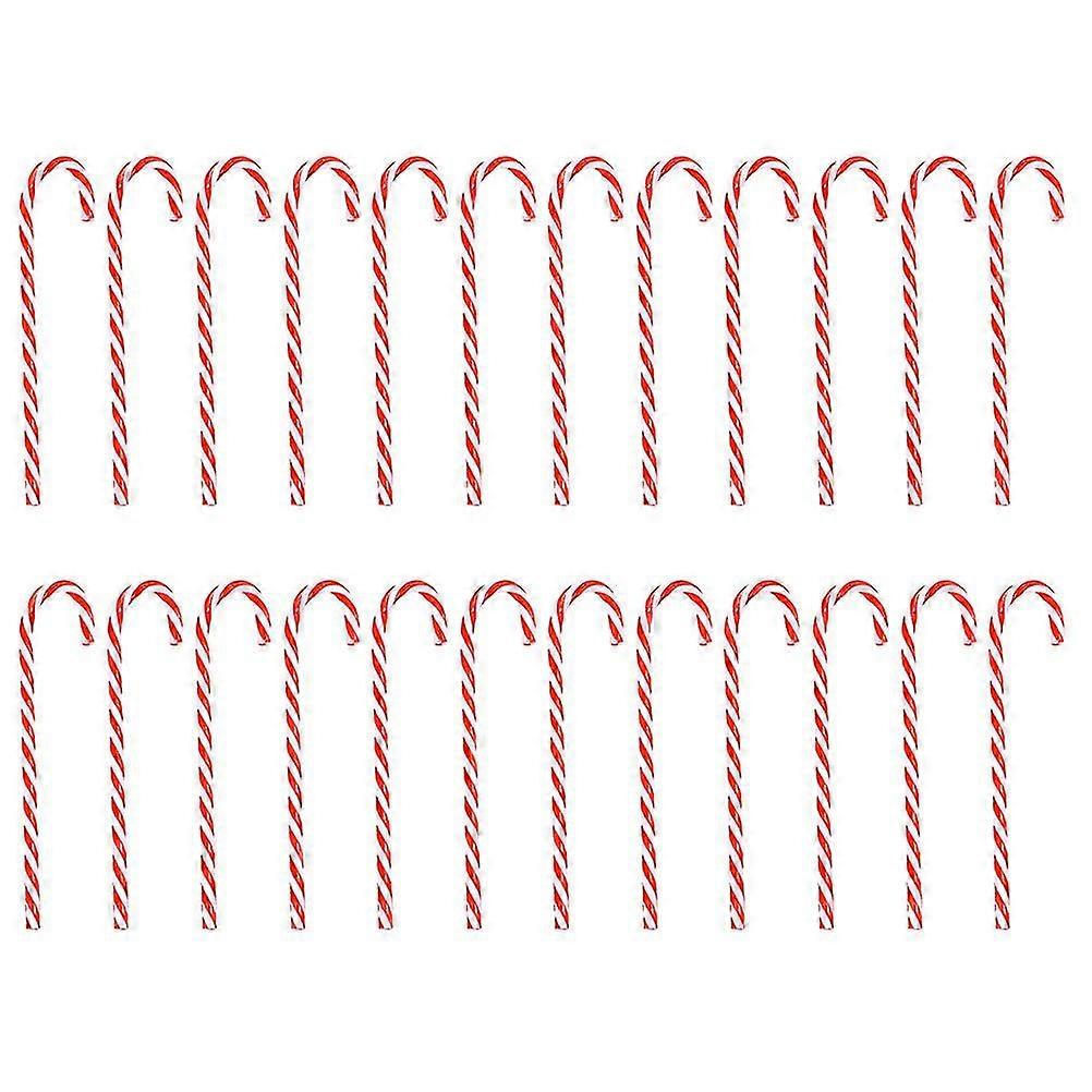 24PCS Practical Christmas Decoration Props Classical Walking Stick Shape Decor Tool(Red and White)